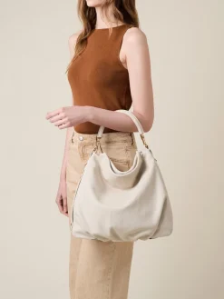 Vedi Tutti|Borse Hobo<Borbonese BICE BORSA HOBO MEDIUM WHITE COTTON