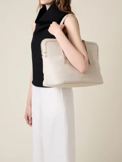 Vedi Tutti|Borse Shopping<Borbonese BICE BORSA SHOPPING LARGE WHITE COTTON