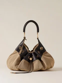 Vedi Tutti|Collier<Borbonese COLLIER BORSA HOBO LARGE NATURALE/EBANO