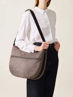 Vedi Tutti|Borse A Tracolla<Borbonese ECO LINE LUNA BAG MEDIUM OP NATURALE/NERO