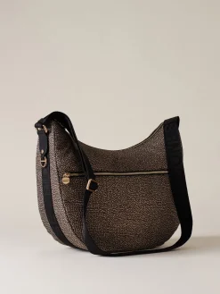 Vedi Tutti|Borse A Tracolla<Borbonese ECO LINE LUNA BAG MEDIUM OP NATURALE/NERO