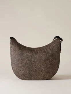 Vedi Tutti|Borse A Tracolla<Borbonese ECO LINE LUNA BAG MEDIUM OP NATURALE/NERO