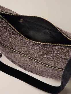 Vedi Tutti|Borse A Tracolla<Borbonese ECO LINE LUNA BAG MEDIUM OP NATURALE/NERO