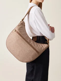 Vedi Tutti|Borse A Tracolla<Borbonese ECO LINE LUNA BAG MEDIUM BEIGE/MARRONE