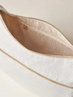 Vedi Tutti|Borse A Tracolla<Borbonese ECO LINE LUNA BAG MIDDLE WHITE COTTON