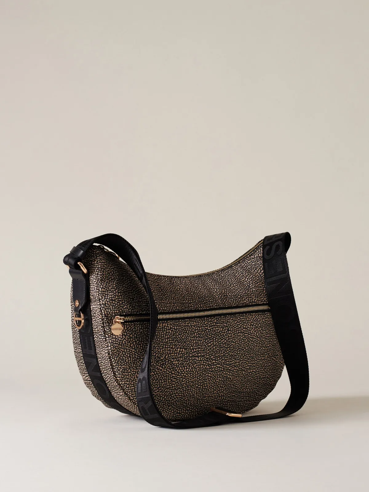 Vedi Tutti|Borse A Tracolla<Borbonese ECO LINE LUNA BAG MIDDLE OP NATURALE/NERO
