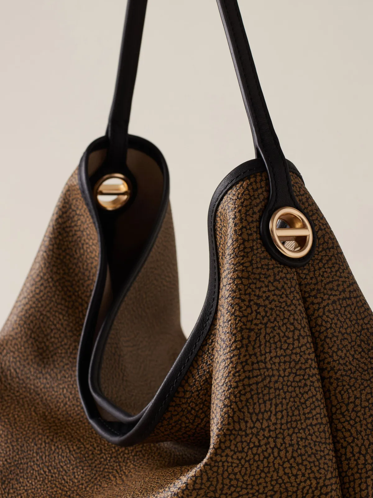 Vedi Tutti|Borse Hobo<Borbonese FLIGHT BORSA HOBO MEDIUM OP NATURALE/NERO