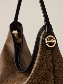 Vedi Tutti|Borse Hobo<Borbonese FLIGHT BORSA HOBO SMALL OP NATURALE/NERO
