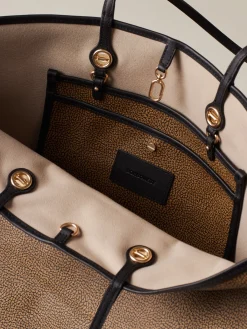 Vedi Tutti|Borse A Spalla<Borbonese FLIGHT BORSA SHOPPING LARGE OP NATURALE/NERO