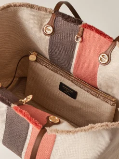 Vedi Tutti|Borse Shopping<Borbonese FLIGHT SHOPPING BAG LARGE CORDA/RED PAPAYA/T.MORO