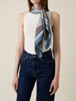 Vedi Tutti|Tessili<Borbonese FOULARD 90 X 90 OP NATURALE/BLU