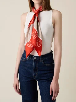 Vedi Tutti|Tessili<Borbonese FOULARD 90 X 90 SABBIA/RED PAPAYA