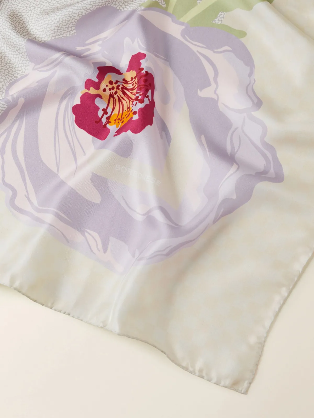 Vedi Tutti|Tessili<Borbonese FOULARD 90 X 90 WHITE COTTON/GRIGIO PERLA