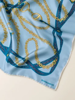 Vedi Tutti|Tessili<Borbonese FOULARD 90 X 90 AZZURRO/BLU LAPIS