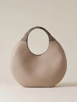 Vedi Tutti|Borse Hobo<Borbonese FULL MOON BORSA HOBO LARGE PLATINO/CUOIO
