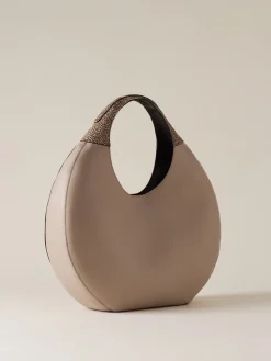 Vedi Tutti|Borse Hobo<Borbonese FULL MOON BORSA HOBO LARGE PLATINO/CUOIO