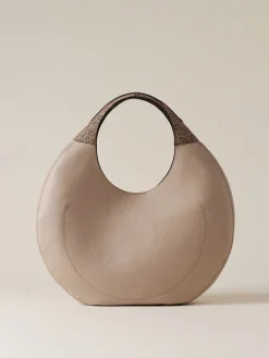 Vedi Tutti|Borse Hobo<Borbonese FULL MOON BORSA HOBO LARGE PLATINO/CUOIO