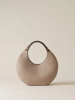Borse Hobo|Vedi Tutti<Borbonese FULL MOON BORSA HOBO MEDIUM PLATINO/CUOIO