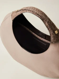 Borse Hobo|Vedi Tutti<Borbonese FULL MOON BORSA HOBO MEDIUM PLATINO/CUOIO