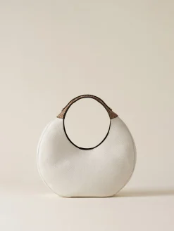 Borse Hobo|Vedi Tutti<Borbonese FULL MOON BORSA HOBO MEDIUM WHITE COTTON/CUOIO
