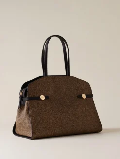 Vedi Tutti|Borse Shopping<Borbonese GEMINI BORSA SHOPPING MEDIUM OP NATURALE/NERO