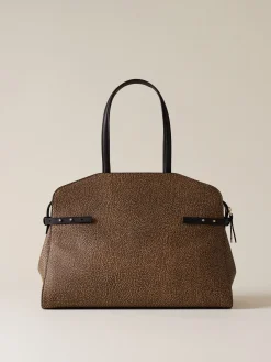 Vedi Tutti|Borse Shopping<Borbonese GEMINI BORSA SHOPPING MEDIUM OP NATURALE/NERO