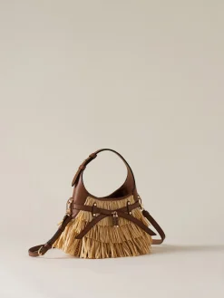 Borse Mini|Vedi Tutti<Borbonese HALO MINI BAG RAFIA NATURALE/CORTECCIA