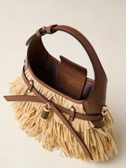 Borse Mini|Vedi Tutti<Borbonese HALO MINI BAG RAFIA NATURALE/CORTECCIA