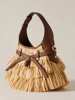 Borse Mini|Vedi Tutti<Borbonese HALO MINI BAG RAFIA NATURALE/CORTECCIA