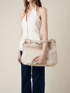 Borse Shopping|Vedi Tutti<Borbonese LONDON BORSA SHOPPING LARGE WHITE COTTON