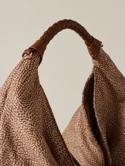 Vedi Tutti|Borse Hobo<Borbonese PLIE BORSA HOBO MEDIUM BEIGE/MARRONE