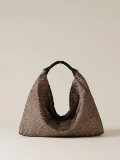 Vedi Tutti|Borse Hobo<Borbonese PLIE BORSA HOBO MEDIUM OP NATURALE/NERO