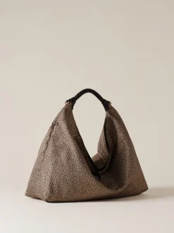 Vedi Tutti|Borse Hobo<Borbonese PLIE BORSA HOBO MEDIUM OP NATURALE/NERO