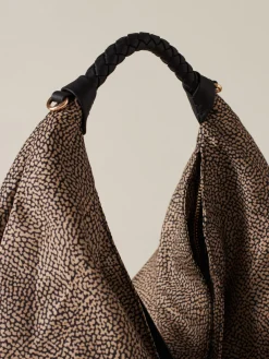 Vedi Tutti|Borse Hobo<Borbonese PLIE BORSA HOBO MEDIUM OP NATURALE/NERO