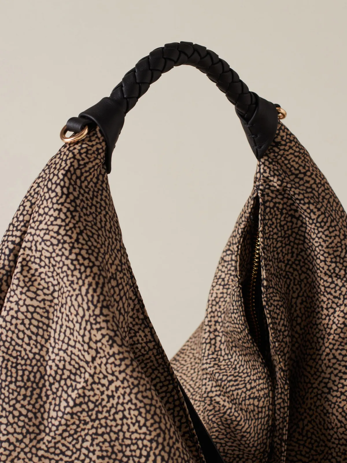 Vedi Tutti|Borse Hobo<Borbonese PLIE BORSA HOBO MEDIUM OP NATURALE/NERO