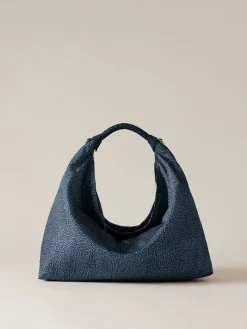 Vedi Tutti|Borse Hobo<Borbonese PLIE BORSA HOBO MEDIUM BLU LAPIS