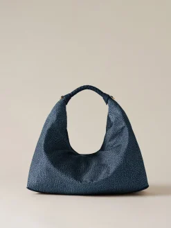 Vedi Tutti|Borse Hobo<Borbonese PLIE BORSA HOBO MEDIUM BLU LAPIS