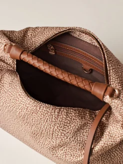 Vedi Tutti|Borse Hobo<Borbonese PLIE BORSA HOBO SMALL BEIGE/MARRONE