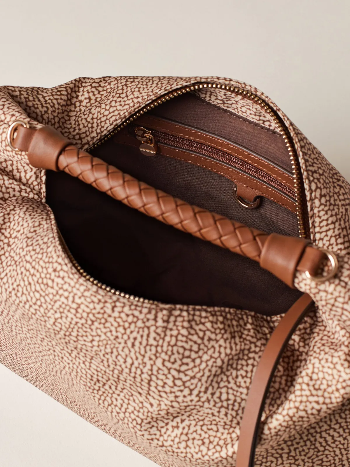 Vedi Tutti|Borse Hobo<Borbonese PLIE BORSA HOBO SMALL BEIGE/MARRONE