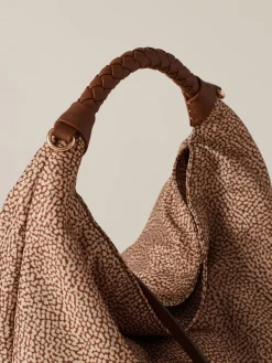 Vedi Tutti|Borse Hobo<Borbonese PLIE BORSA HOBO SMALL BEIGE/MARRONE