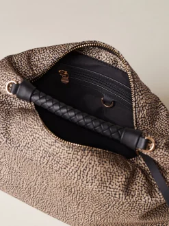 Vedi Tutti|Borse Hobo<Borbonese PLIE BORSA HOBO SMALL OP NATURALE/NERO