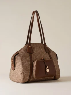 Vedi Tutti|Borse A Spalla<Borbonese POCHE BORSA SHOPPING MEDIUM BEIGE/MARRONE