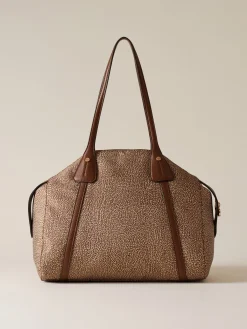Vedi Tutti|Borse A Spalla<Borbonese POCHE BORSA SHOPPING MEDIUM BEIGE/MARRONE