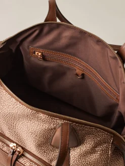 Vedi Tutti|Borse A Spalla<Borbonese POCHE BORSA SHOPPING MEDIUM BEIGE/MARRONE