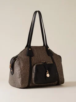 Vedi Tutti|Borse A Spalla<Borbonese POCHE BORSA SHOPPING MEDIUM OP NATURALE/NERO