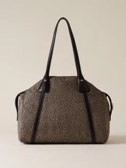 Vedi Tutti|Borse A Spalla<Borbonese POCHE BORSA SHOPPING MEDIUM OP NATURALE/NERO