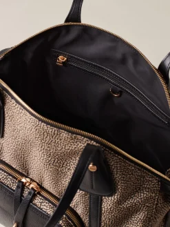 Vedi Tutti|Borse A Spalla<Borbonese POCHE BORSA SHOPPING MEDIUM OP NATURALE/NERO