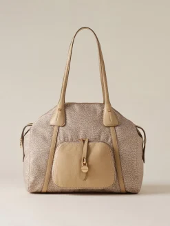 Vedi Tutti|Borse A Spalla<Borbonese POCHE BORSA SHOPPING MEDIUM SABBIA