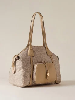 Vedi Tutti|Borse A Spalla<Borbonese POCHE BORSA SHOPPING MEDIUM SABBIA