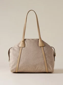 Vedi Tutti|Borse A Spalla<Borbonese POCHE BORSA SHOPPING MEDIUM SABBIA